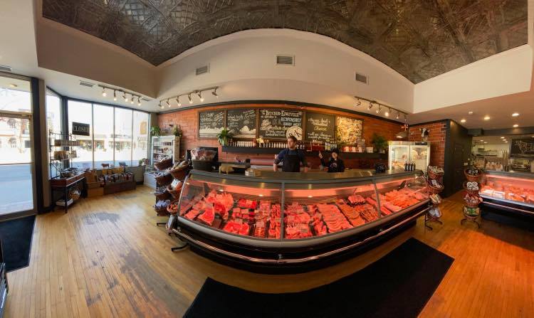 The Butcher of Kingsville in Kingsville Ontario meat counter of butcher shop 