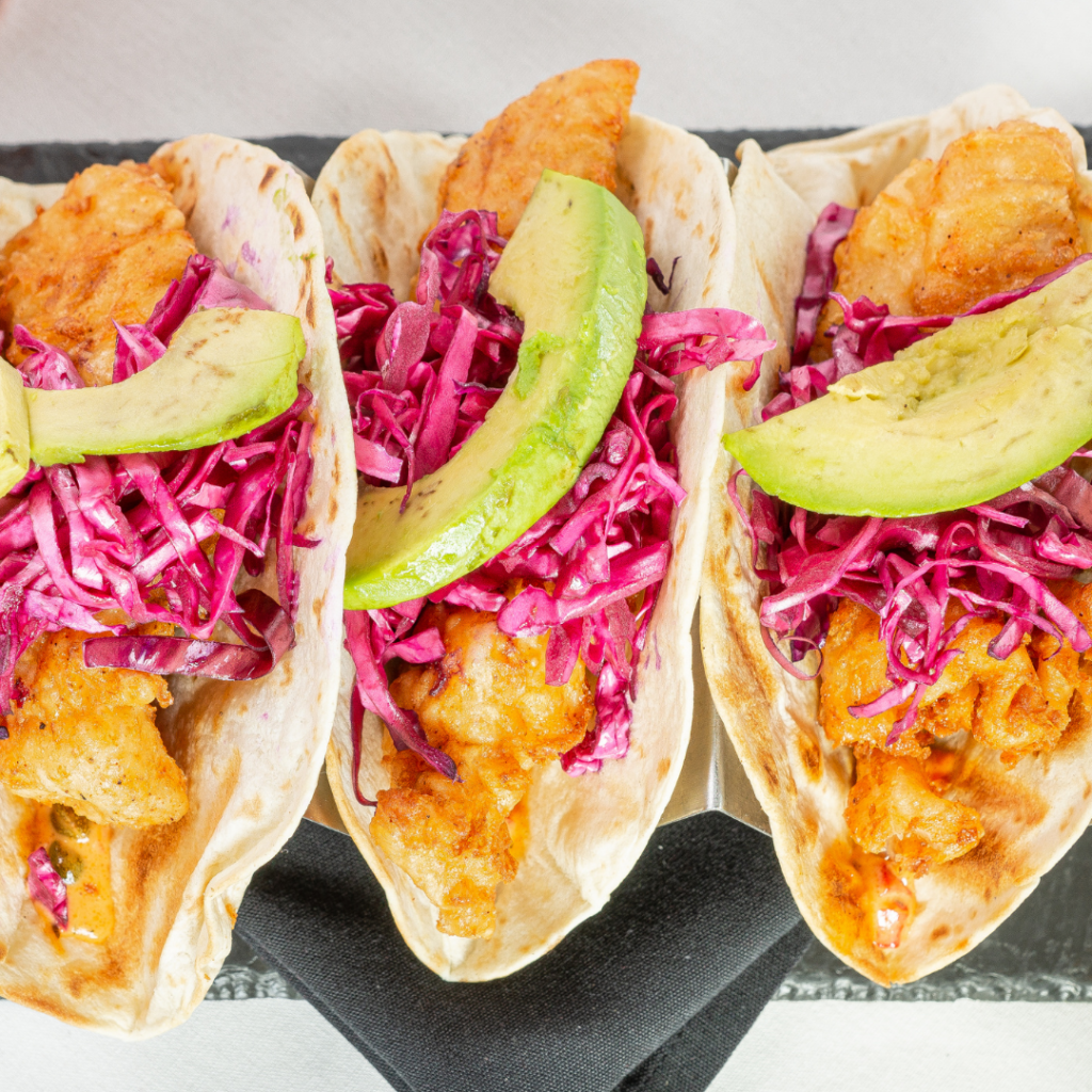 Fish tacos paired with Pelee Island Winery Bella Sparkling Pinot Noir Rosé VQA Ontario wine for sizzle and sparkle